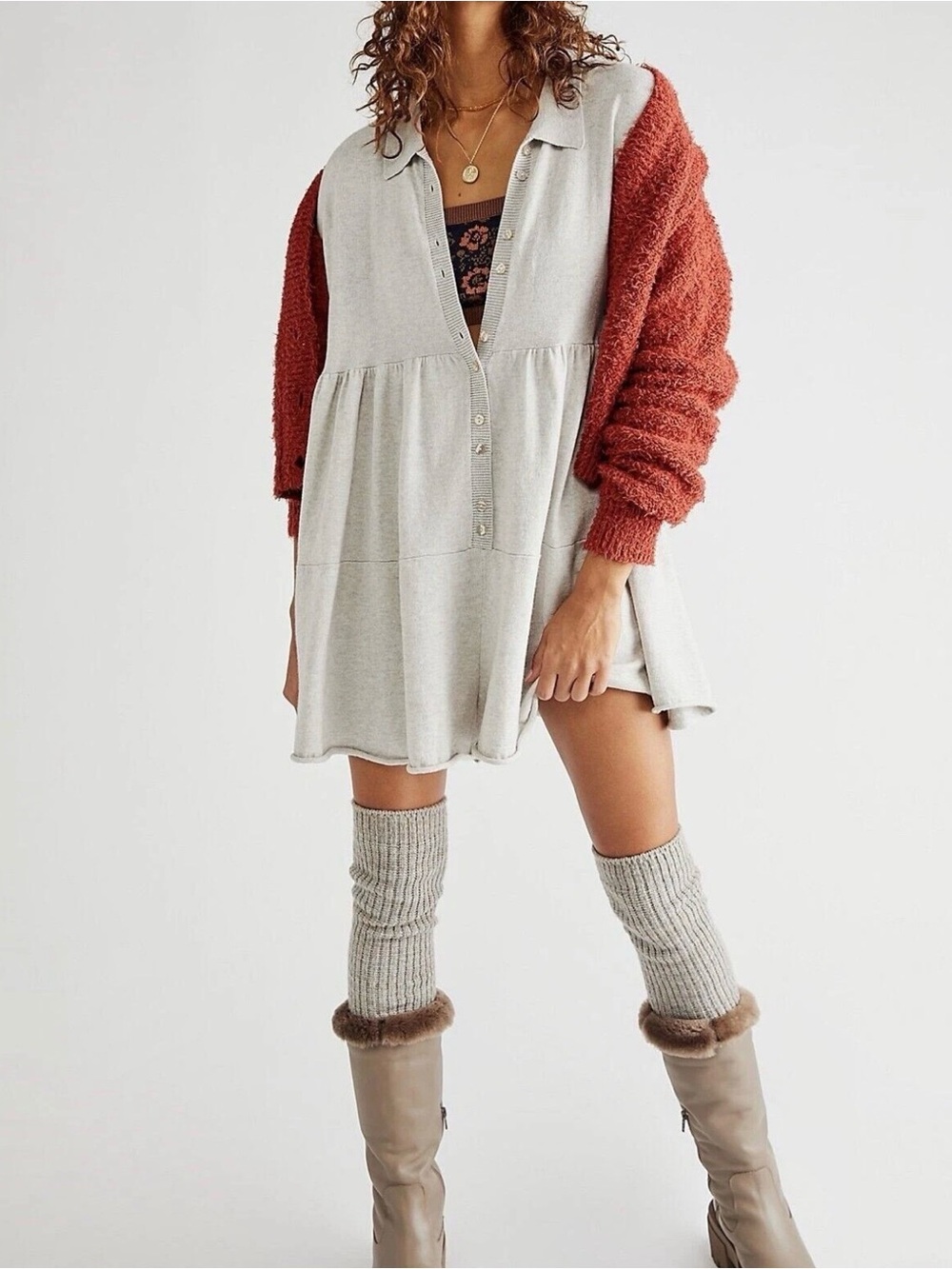 Free People NWT Size XS $198 Easy Kinda Love Statement Romper Cashmere Blend NEW